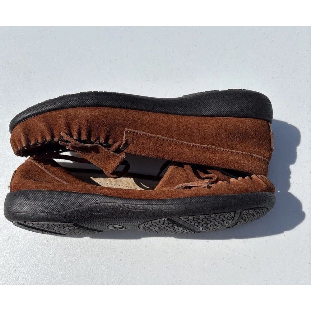 Peace Moccasins Donna Shoes Womens Size 11 W Wide Brown Suede Slip On Loafers - Picture 5 of 11